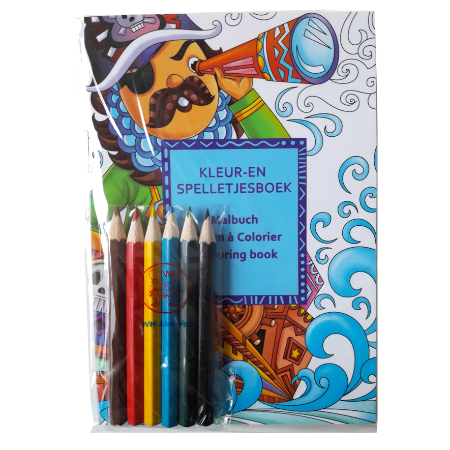 Mini Kleurboek Piraten + 6 kleine Potloden