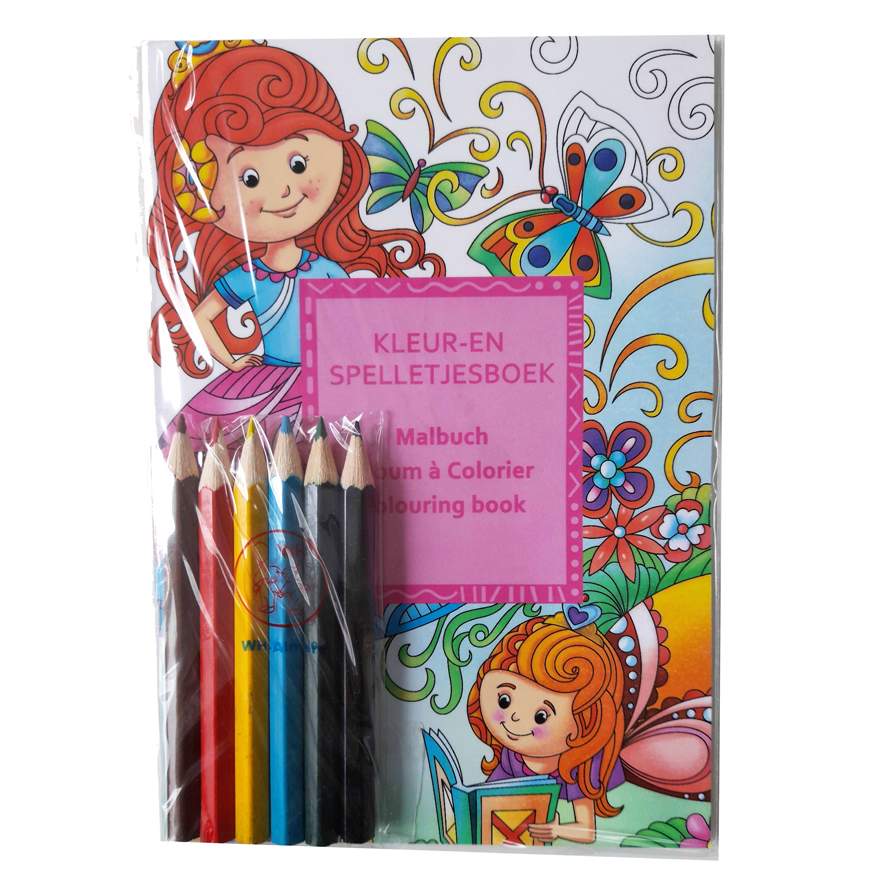 Mini Kleurboek Prinsessen + 6 kleine Potloden