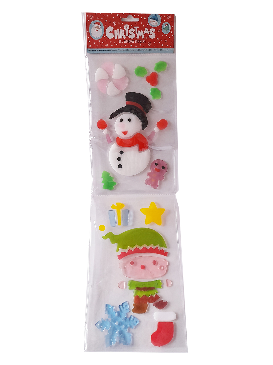 Kerst Gel Raamstickers – Sneeuwpop en Elf