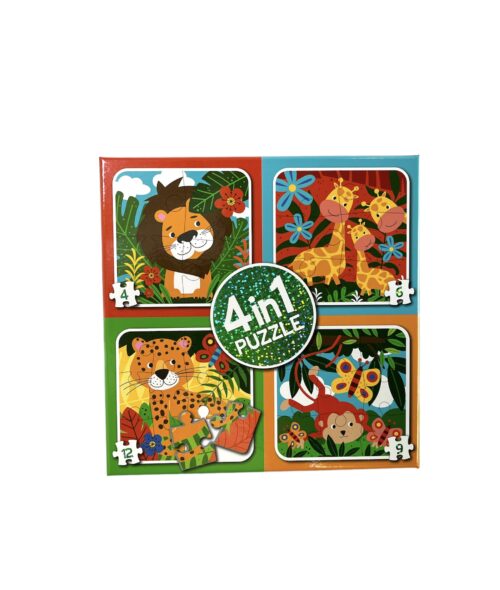 4 in 1 puzzel Safari - KleurenKnutselen
